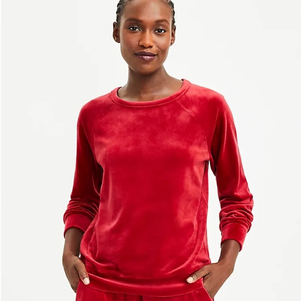 Like New Lou & Grey Red Velour Sweatshirt (Small)